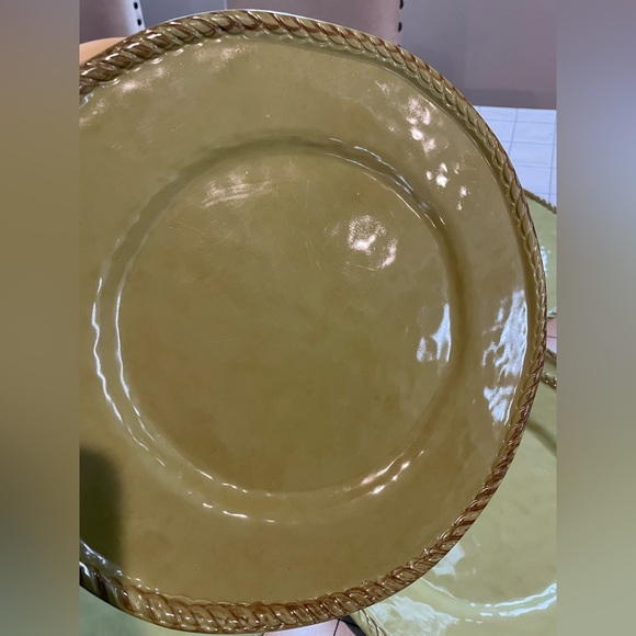 Set of 6 Pottery Barn Green Rope Border Melamine Dinner Plate 11" Summer Spring - Picture 4 of 4